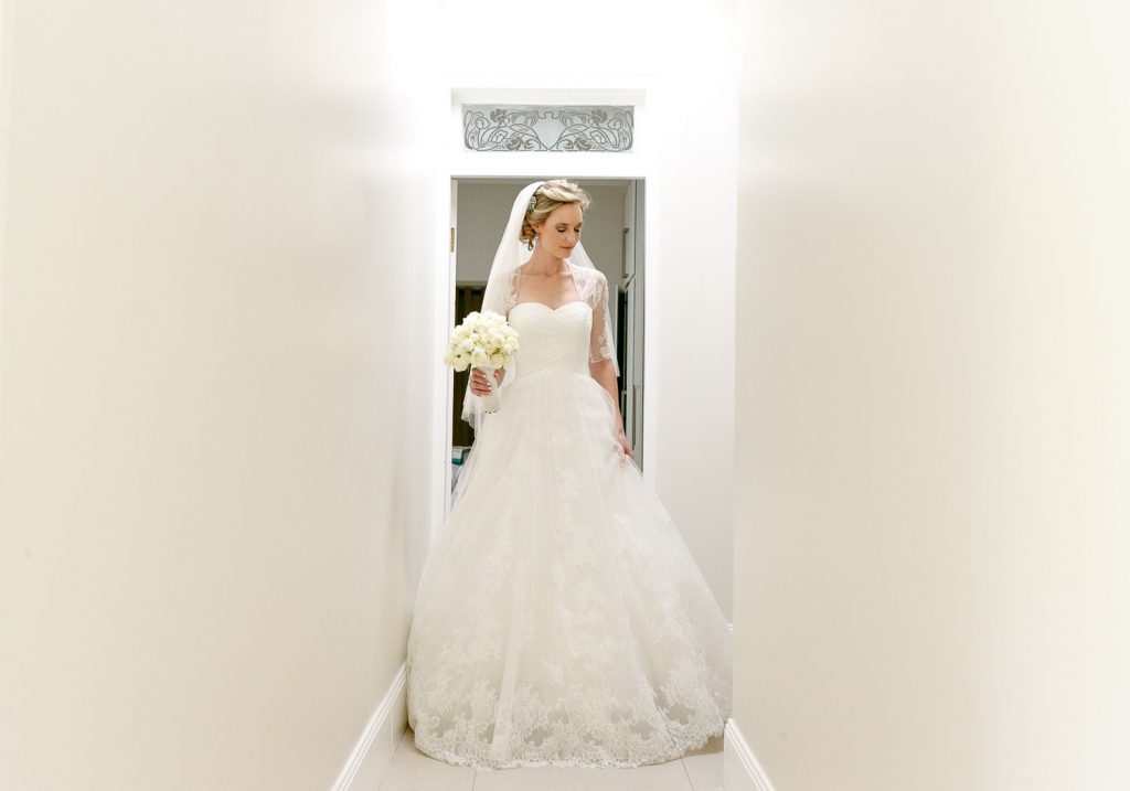 English bride walking down the passage in Johannesburg