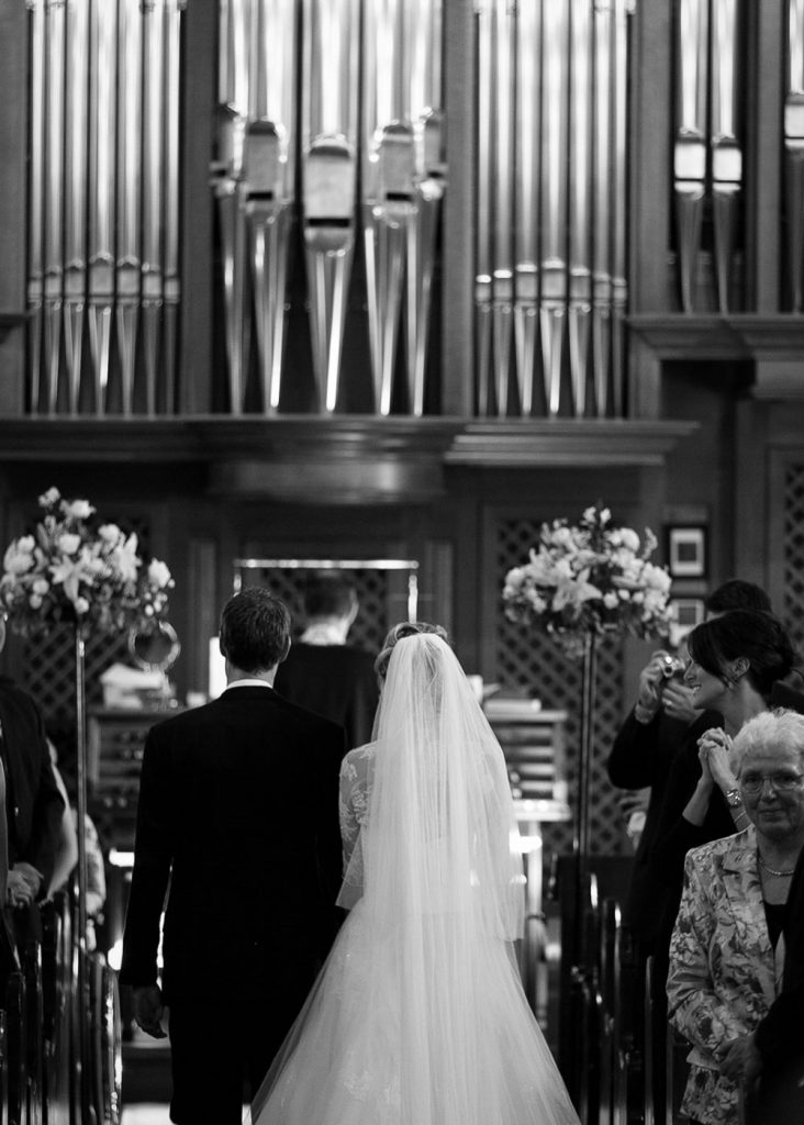 Bridal couple walking down the aisle at Saint George's Anglican Church Johannesburg