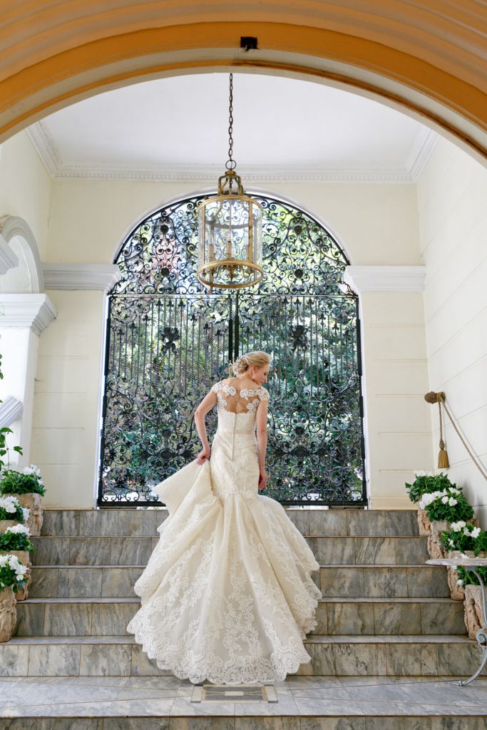 Pretoria bride in her white wedding dress Illyria House in Pretoria