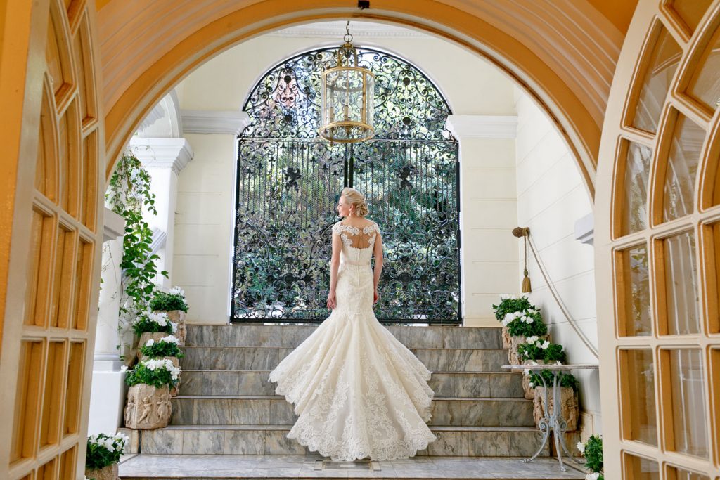 Pretoria bride in her white wedding dress Illyria House in Pretoria