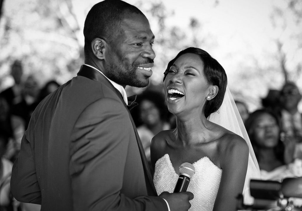 African wedding couple in the church at Red Ivory Lodge