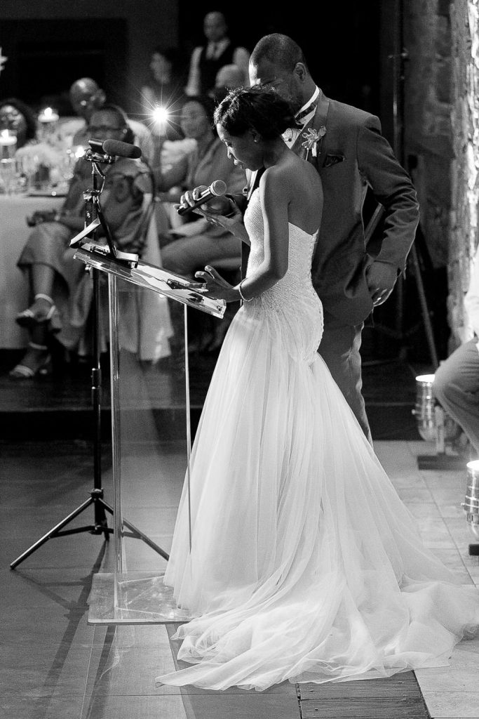 bride giving her speech at Red Ivory Lodge