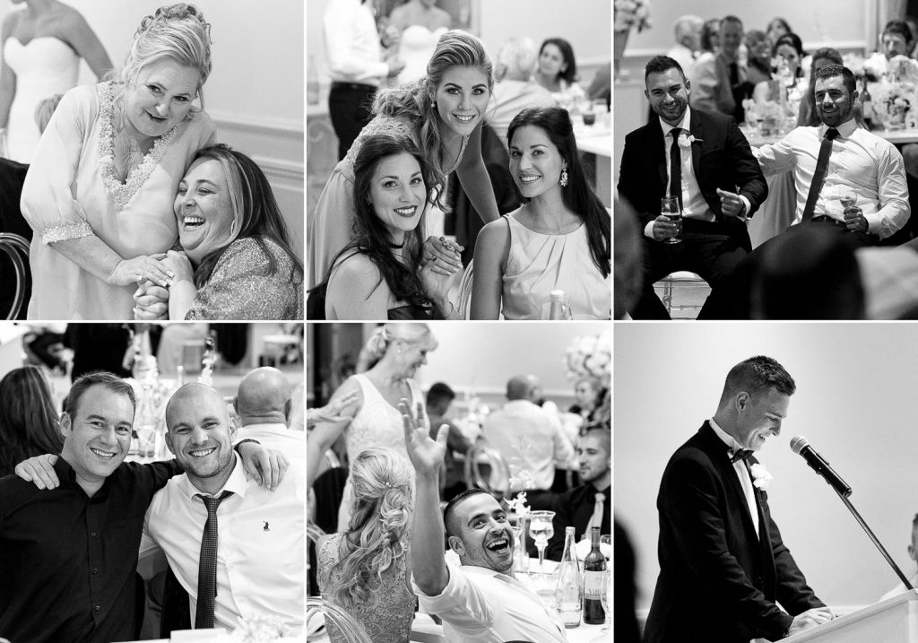 black and white image of wedding guests at   Summer Place Sandton