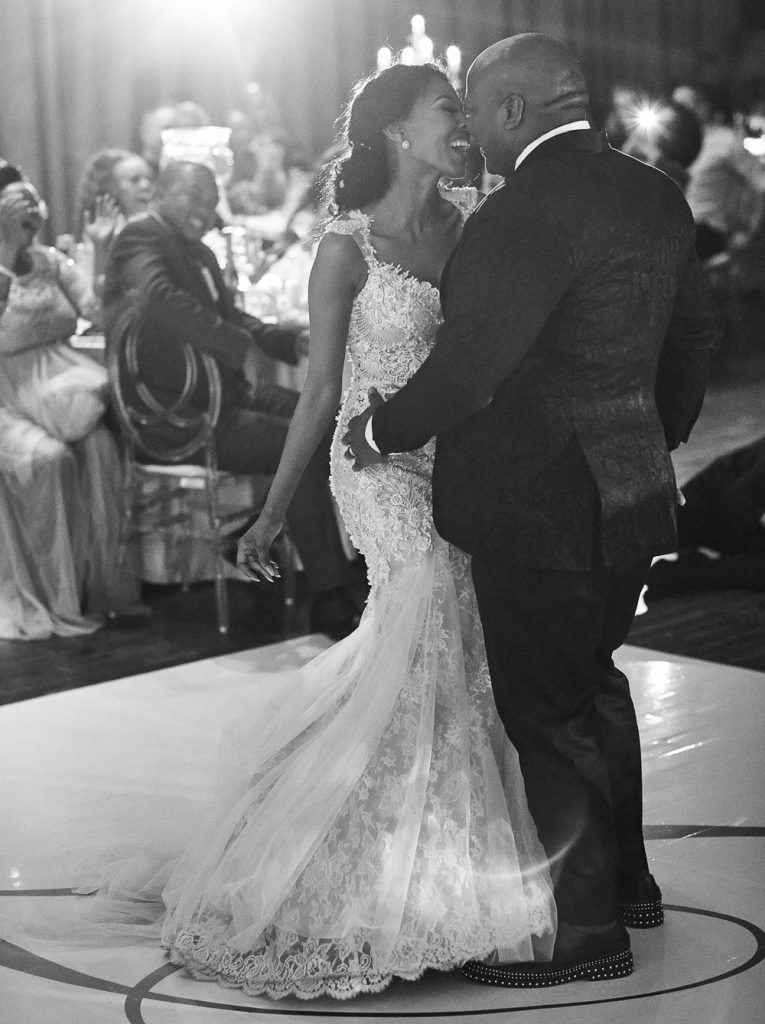 black and white images of African wedding couple dancing at Thaba Eco Hotel