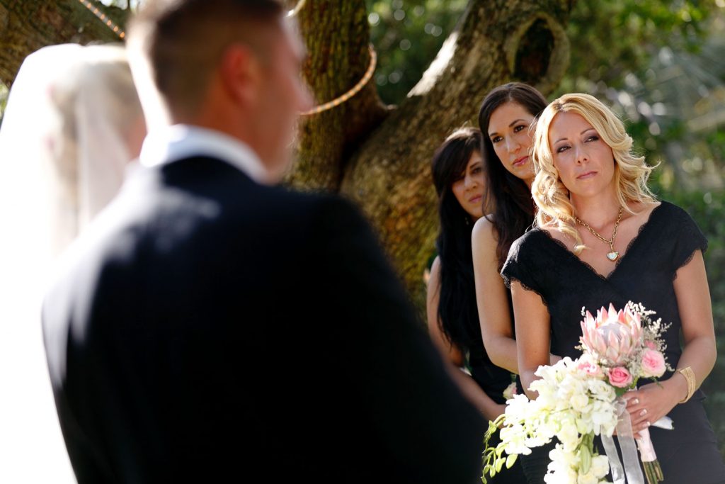 Bridesmaids under the trees at Longmeadow Farm