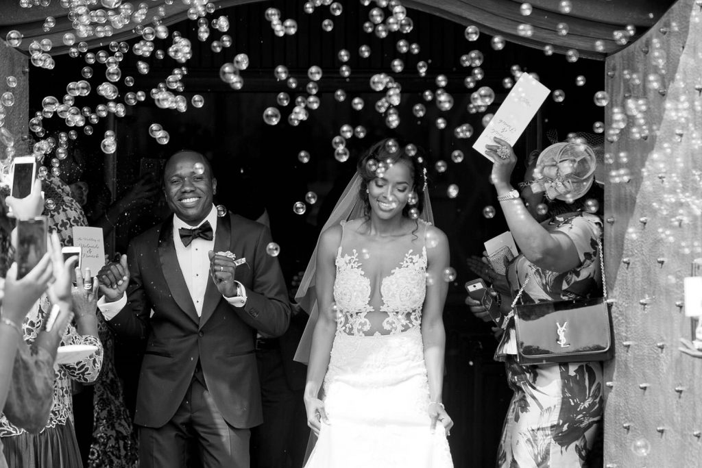 wedding bubbles at Rosebank Catholic Church in Keyes Avenue in Rosebank