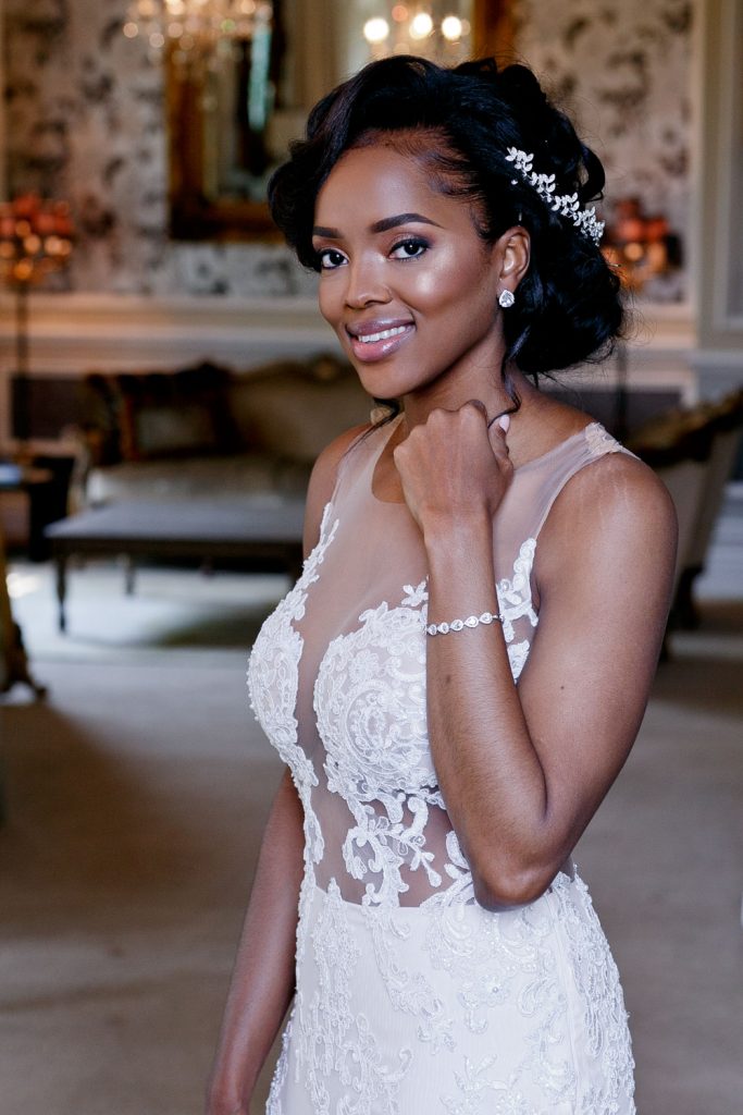 bride smiling at Le Chatelat wedding photographer Michael Tree Photography
