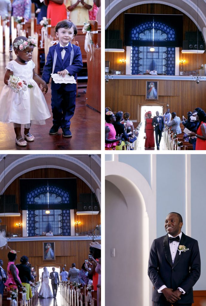 weddings guests walking into the Rosebank Catholic Church in Keyes Avenue in Rosebank