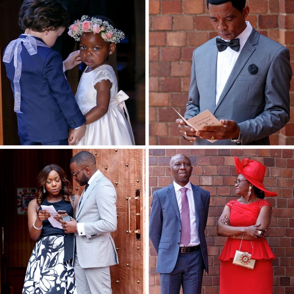 wedding guest standing outside the Rosebank Catholic Church in Keyes Avenue in Johannesburg