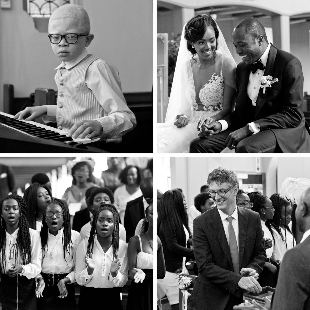 blacka dn white images of a wedding at the Rosebank Catholic Church in Keyes Avenue in Johannesburg