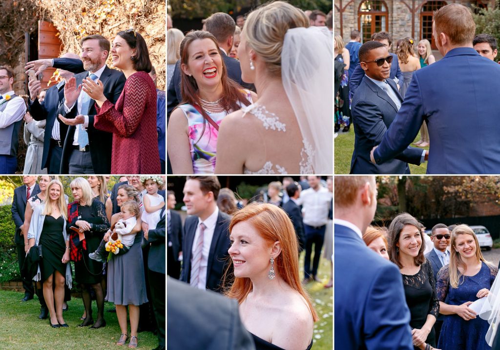 Wedding guests smiling at St George's Anglican Church