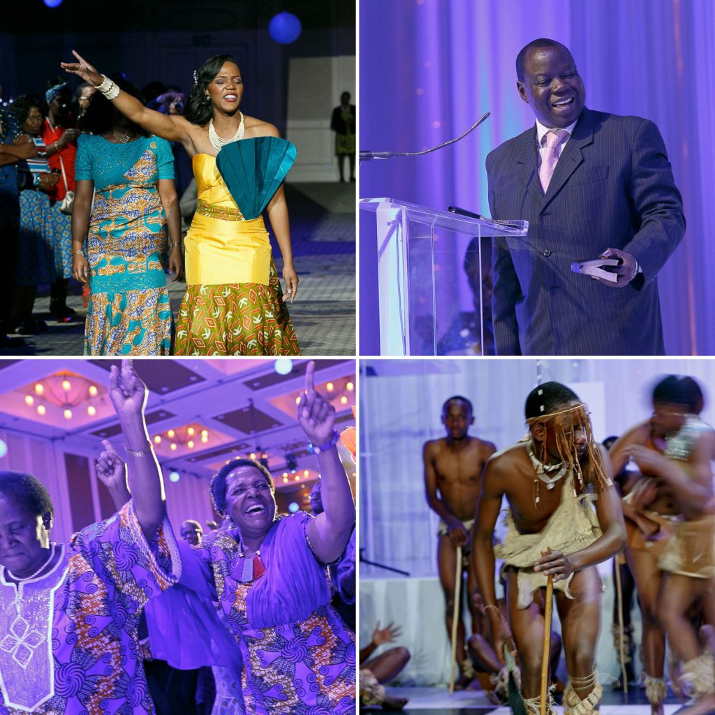 wedding guests celebrating and dancing at Grand Palm Hotel Botswana