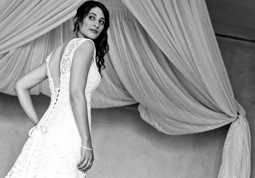 Black and white image of a Jewish bride