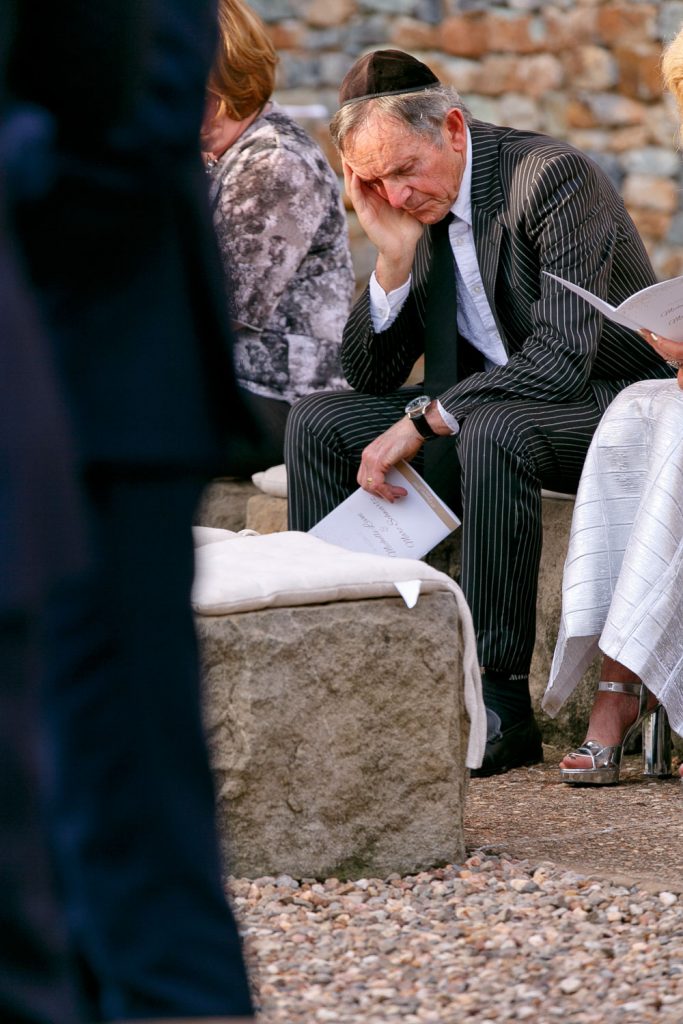 Jewish man resting at the wedding Chuppa in Johannesburg