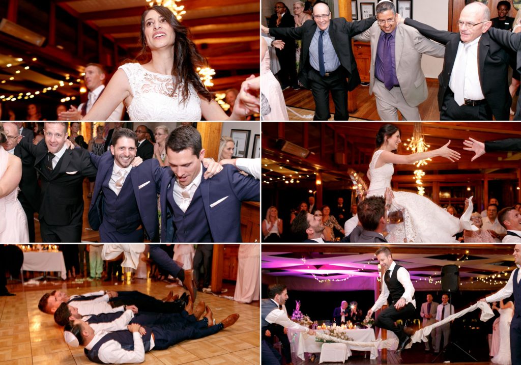 Weddings guests dancing and celebrating at a Jewish wedding in Johannesburg