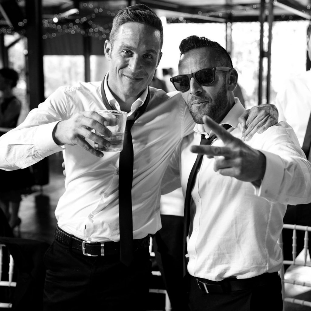 Jewish man posting the peace sign