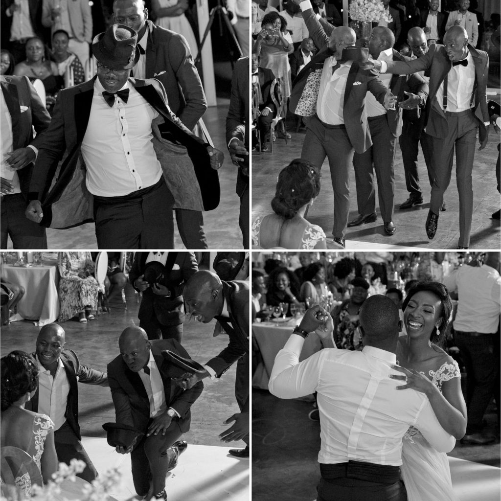 Black and white dancing images of guests at the Glass House Venue at Brahman Hills