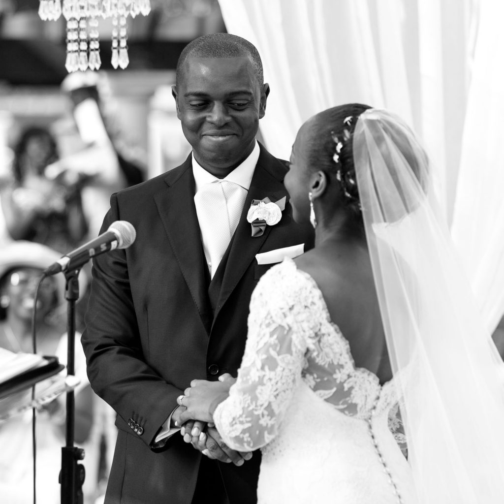 black and white wedding ceremony image at Johannesburg wedding venue