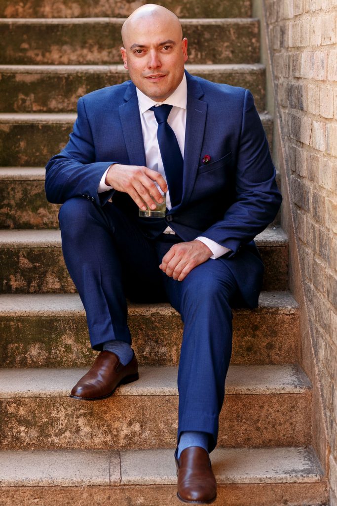 The Groom in a blue wedding suite at Avianto Wedding Venue