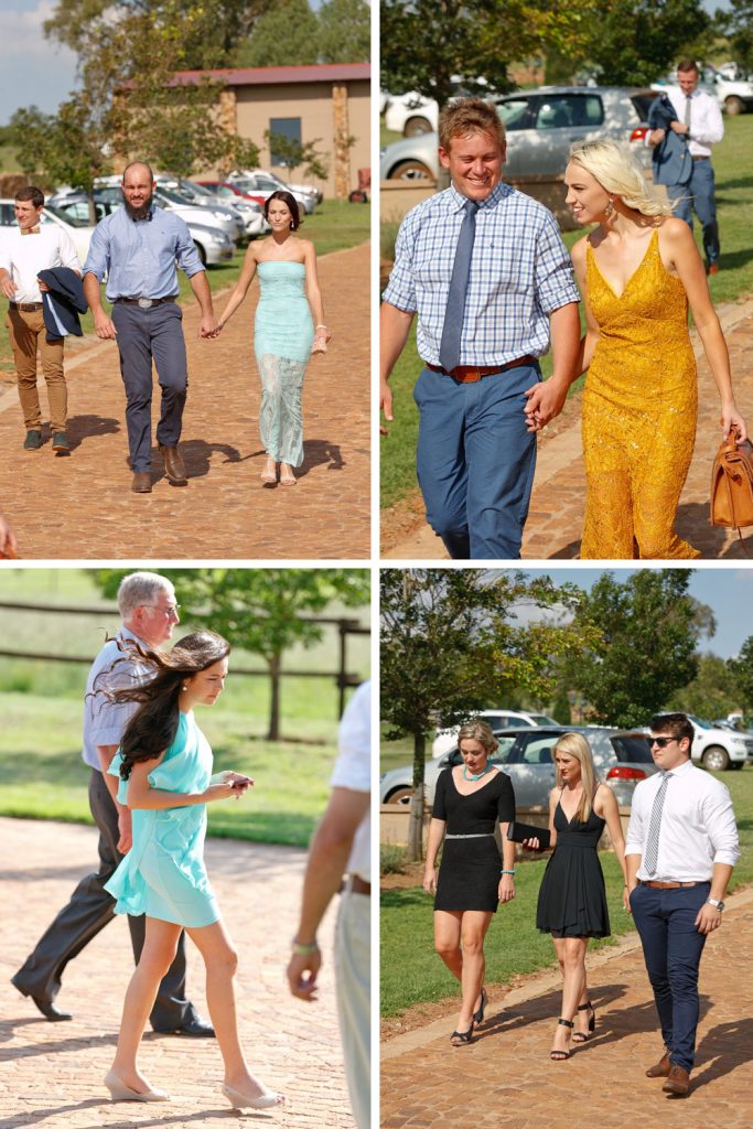 wedding guests walking to church at Lezar Opstal Wedding Venue