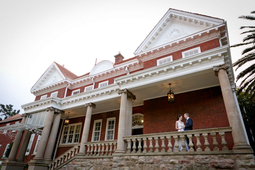 Bride and groom drinking champagne at Emoyeni Wedding and conference venue