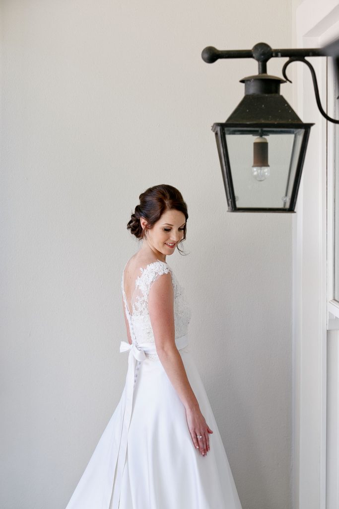 Bride in her white wedding dress at St George's Anglican Church in Parktown Johannesburg