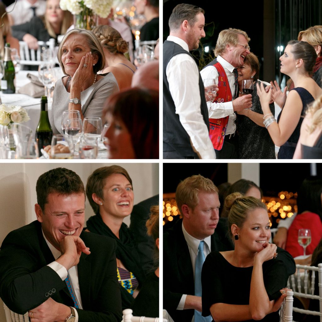 Wedding guests laughing at Emoyeni in Parktown