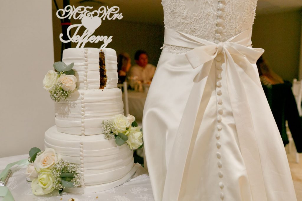 Round buttons on the wedding dress at Emoyeni