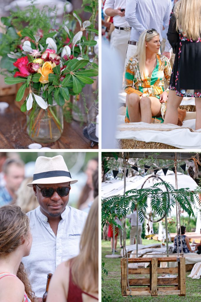 Wedding guests sitting under the trees at Victoria Falls Zimbabwe