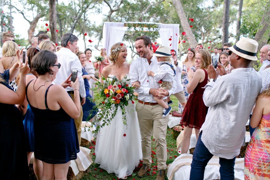 Bride and groom celebrating at at Zambezi House Victoria Falls Zimbabwe