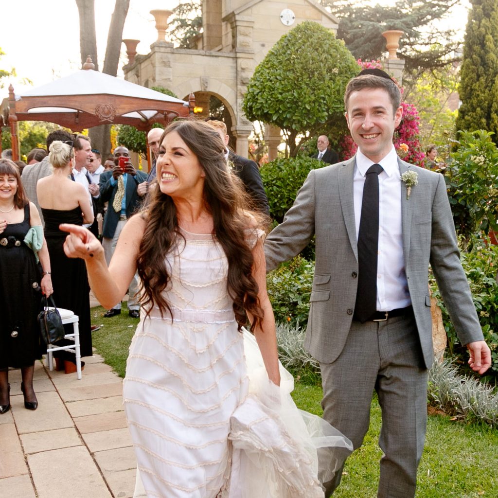 Jewish couple in Johannesburg celebrating their wedding at Shepstone Gardens