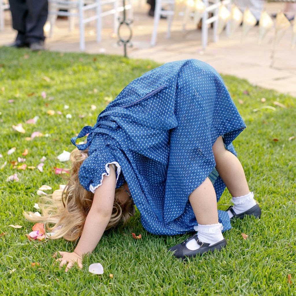 Little girl in a blue dress at a Jewish wedding in Johannesburg