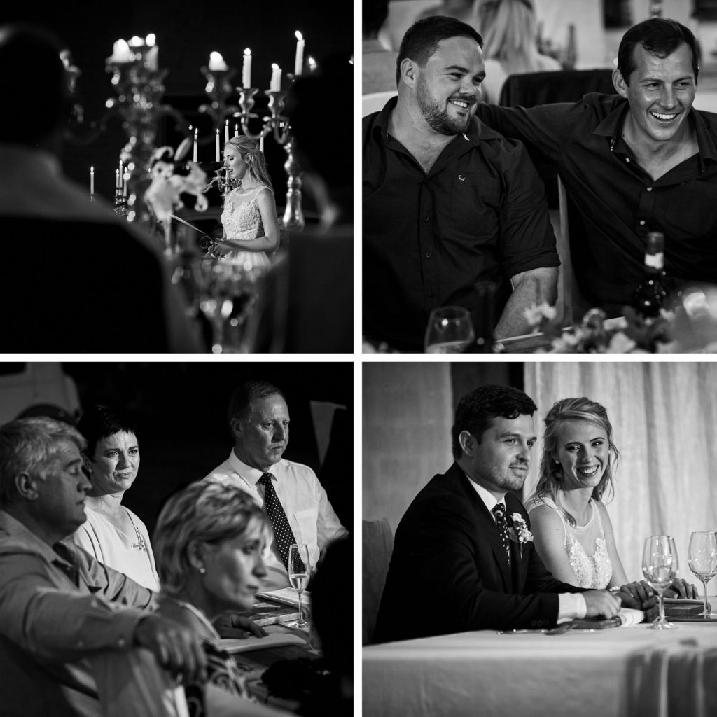 black and white images of guests at Lezar Opstal Wedding Venue