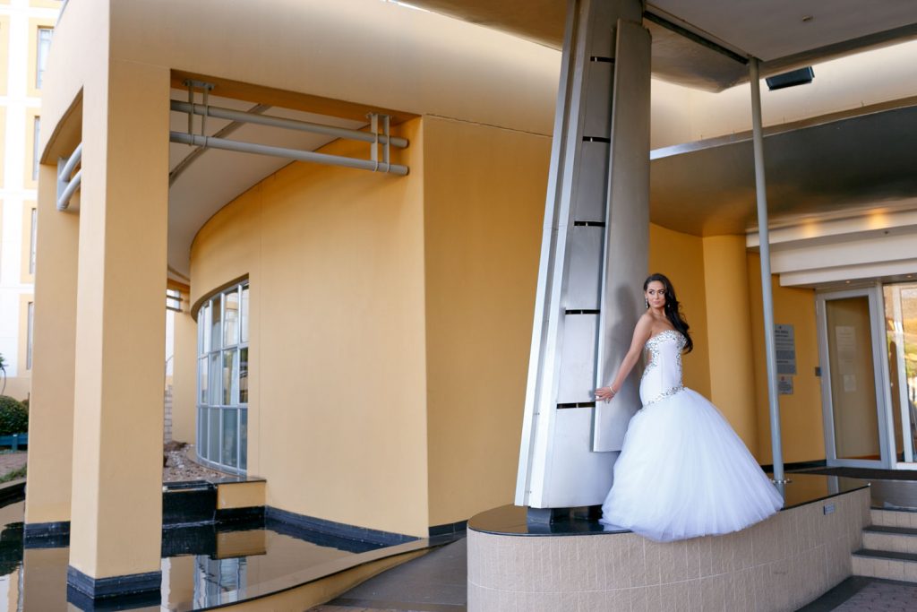 bride standing outside at the Wanderers Club