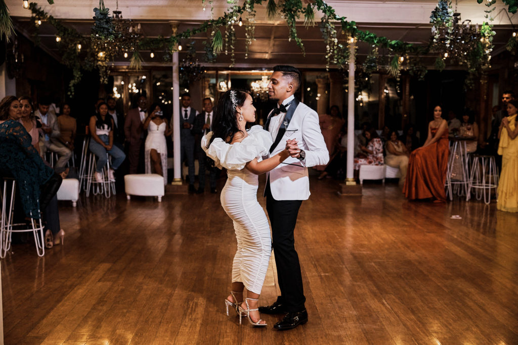 Wedding couple dancing at Shepstone Gardens wedding venue